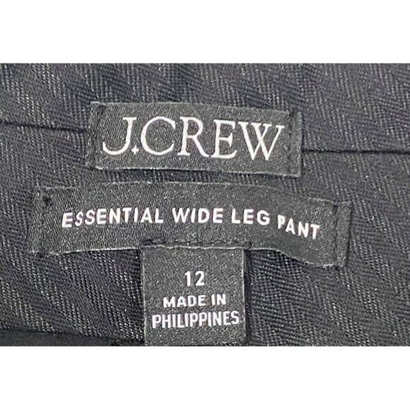J.Crew Wide Leg cuffed Pant Size 12 Black Wool Blend Italian Fabric - Picture 4 of 13